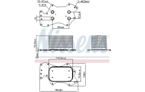 Oil Cooler, engine oil 90910 Nissens