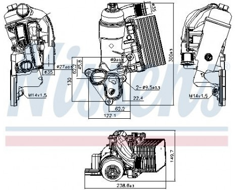 Oil Cooler, engine oil 90953 Nissens