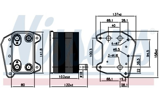 Oil Cooler, engine oil 90974 Nissens