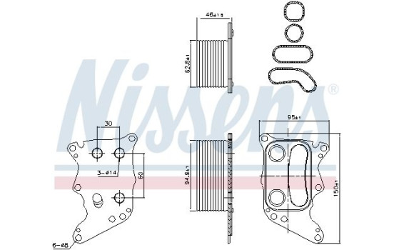 Oil Cooler, engine oil 90991 Nissens