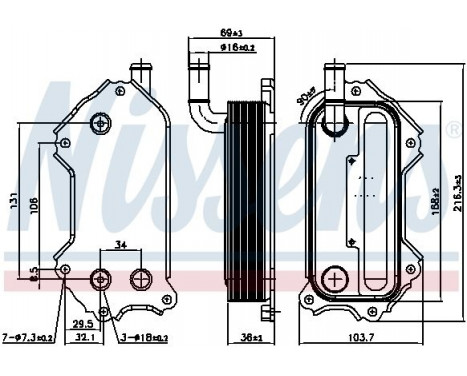 Oil Cooler, engine oil 91117 Nissens