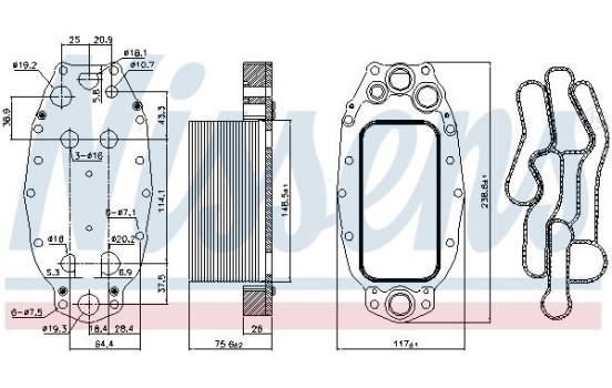 Oil Cooler, engine oil 91118 Nissens