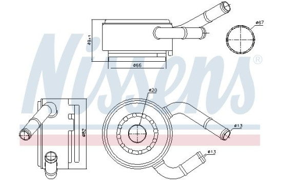 Oil Cooler, engine oil 91190 Nissens
