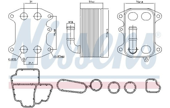Oil Cooler, engine oil 91272 Nissens, Image 6
