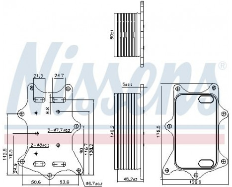 Oil Cooler, engine oil 91275 Nissens, Image 6