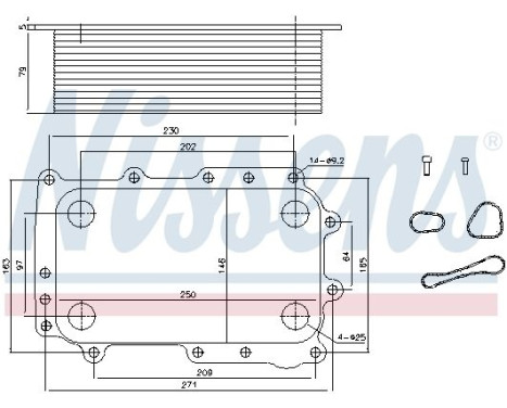 Oil cooler, engine oil 91305 Nissens