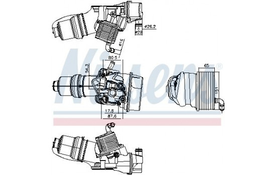 Oil cooler, engine oil 91309 Nissens