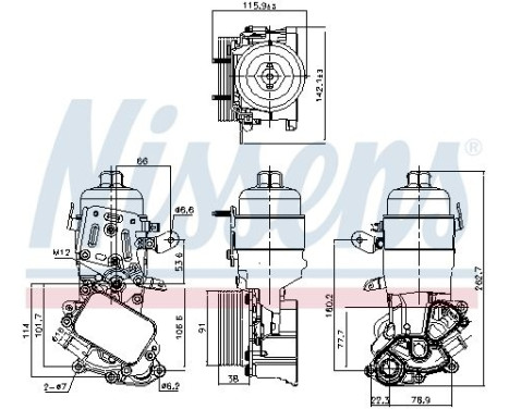 Oil Cooler, engine oil 91326 Nissens