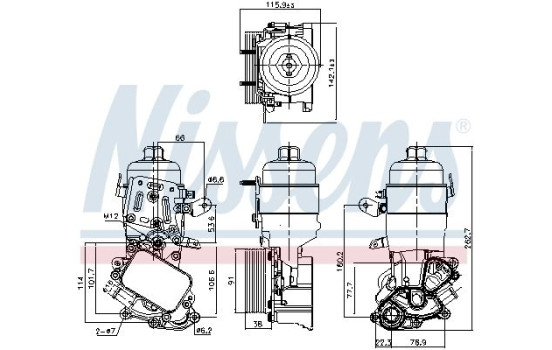 Oil Cooler, engine oil 91326 Nissens