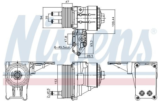 Oil cooler, engine oil 91328 Nissens