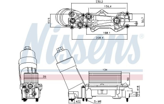Oil cooler, engine oil 91336 Nissens