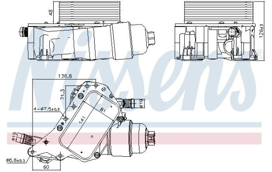 Oil cooler, engine oil 91339 Nissens