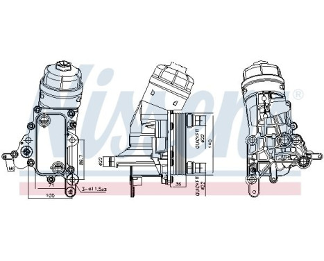 Oil Cooler, engine oil 91343 Nissens
