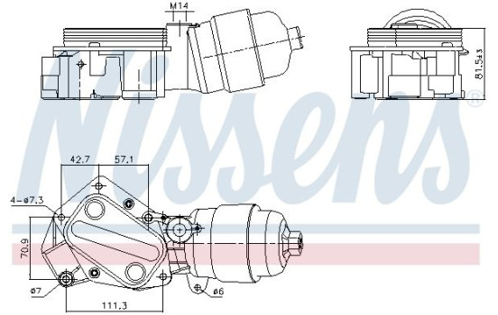 Oil cooler, engine oil 91357 Nissens