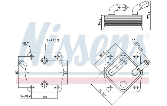 Oil cooler, engine oil 91378 Nissens