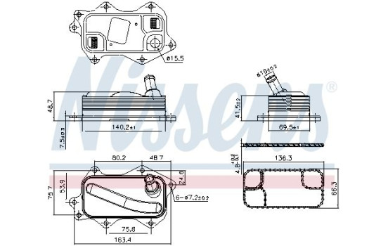 Oil cooler, engine oil 91380 Nissens