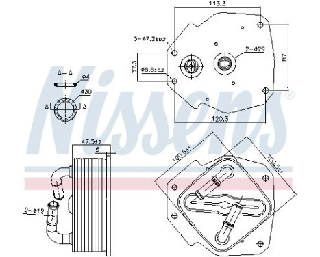 Oil cooler, engine oil 91418 Nissens