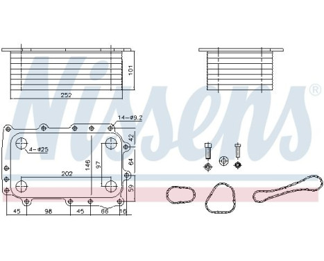 Oil cooler, engine oil 91431 Nissens