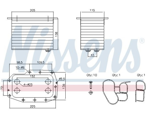 Oil cooler, engine oil 91433 Nissens