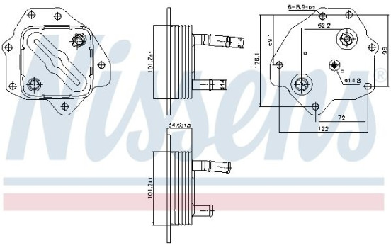 Oil cooler, engine oil 91443 Nissens