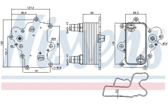Oil cooler, engine oil 91457 Nissens