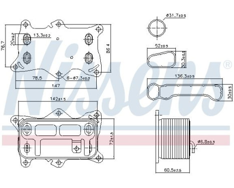 Oil cooler, engine oil 91472 Nissens