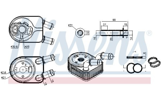 Oil cooler, engine oil 91499 Nissens, Image 6