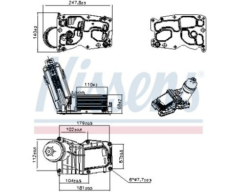 Oil cooler, engine oil 91641 Nissens, Image 5