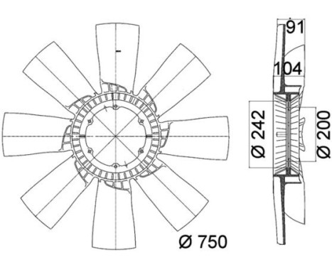 Cooling fan wheel CFW 49 000P Mahle, Image 2