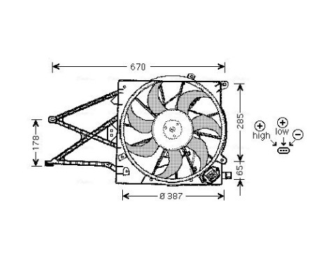 Fan, radiator OL7509 Ava Quality Cooling