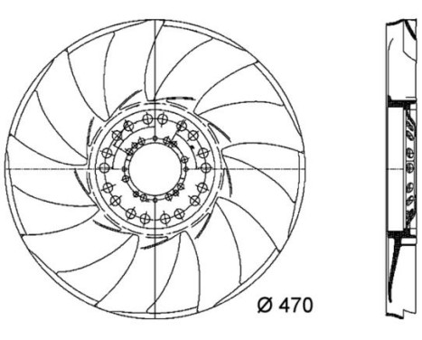 Fan Wheel, engine cooling BEHR *** PREMIUM LINE *** CFW 24 000P Mahle, Image 3