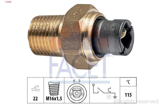 Temperature Switch, coolant warning lamp Made in Italy - OE Equivalent 7.4000 Facet