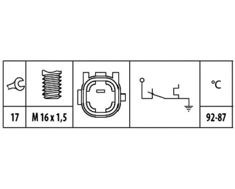 Temperature Switch, radiator fan 6ZT 181 611-011 Hella, Image 2