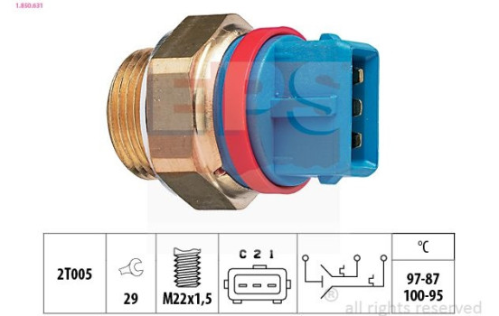 Temperature Switch, radiator fan Made in Italy - OE Equivalent 1.850.631 EPS Facet