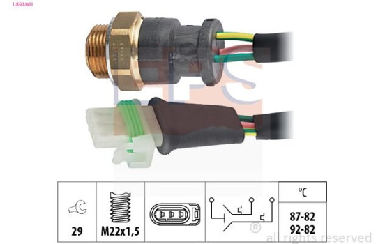 Temperature Switch, radiator fan Made in Italy - OE Equivalent 1.850.661 EPS Facet