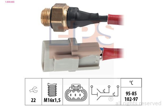 Temperature Switch, radiator fan Made in Italy - OE Equivalent 1.850.665 EPS Facet