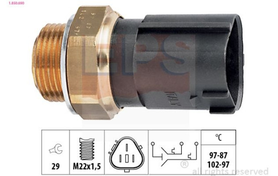 Temperature Switch, radiator fan Made in Italy - OE Equivalent 1.850.690 EPS Facet