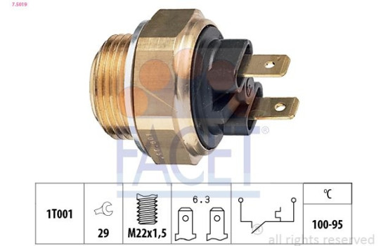 Temperature Switch, radiator fan Made in Italy - OE Equivalent 7.5019 Facet