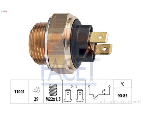 Temperature Switch, radiator fan Made in Italy - OE Equivalent 7.5134 Facet