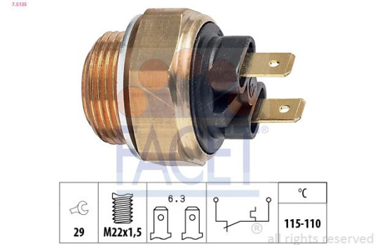 Temperature Switch, radiator fan Made in Italy - OE Equivalent 7.5135 Facet
