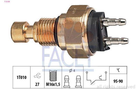 Temperature Switch, radiator fan Made in Italy - OE Equivalent 7.5139 Facet