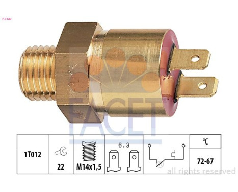 Temperature Switch, radiator fan Made in Italy - OE Equivalent 7.5142 Facet