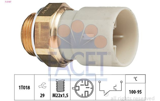 Temperature Switch, radiator fan Made in Italy - OE Equivalent 7.5147 Facet