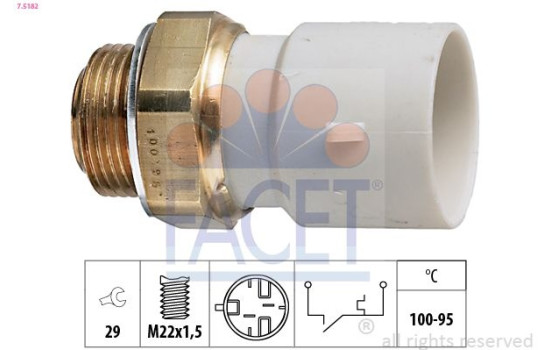 Temperature Switch, radiator fan Made in Italy - OE Equivalent 7.5182 Facet