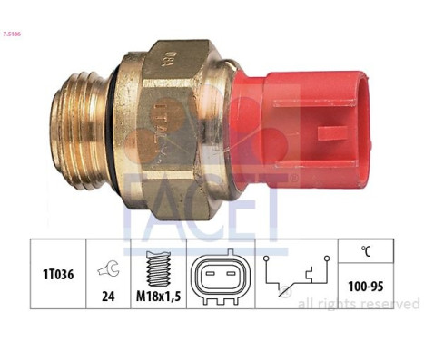 Temperature Switch, radiator fan Made in Italy - OE Equivalent 7.5186 Facet