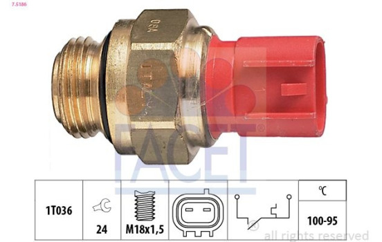 Temperature Switch, radiator fan Made in Italy - OE Equivalent 7.5186 Facet