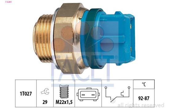 Temperature Switch, radiator fan Made in Italy - OE Equivalent 7.5201 Facet