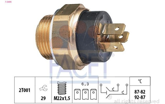 Temperature Switch, radiator fan Made in Italy - OE Equivalent 7.5606 Facet