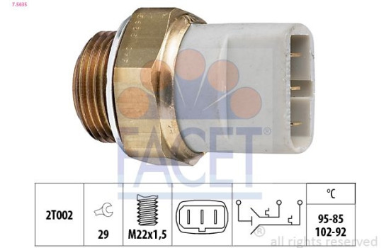 Temperature Switch, radiator fan Made in Italy - OE Equivalent 7.5635 Facet