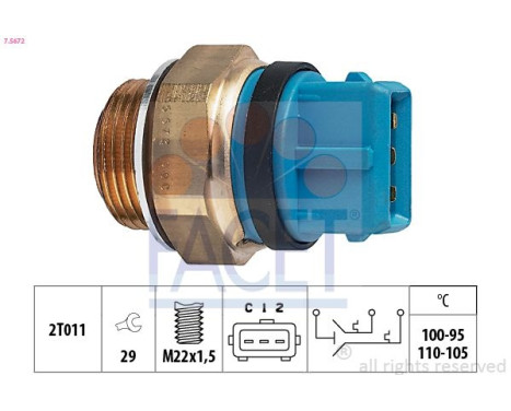 Temperature Switch, radiator fan Made in Italy - OE Equivalent 7.5672 Facet